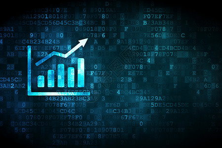 商业概念 数字背景增长图数字背景像素化公司监视器生长市场绿色战略电脑数据图表背景图片