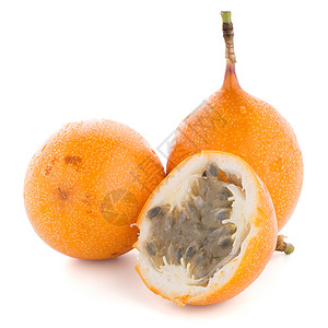 格林纳迪亚辣椒果浆花粉水果美味橙子热情热带团体甜点黄色种子舌肌背景