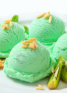 浅绿色冰淇淋淡绿色水果果子小吃楔子甜点库存绿茶蜜露食物背景图片