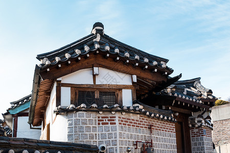 韩国传统风格的建筑旅行游客建筑学文化房子房屋村庄地标背景图片