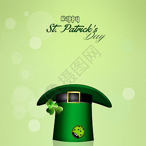 圣帕特里克节金子文化叶子插图三叶草运气四叶绿色庆典瓢虫背景图片