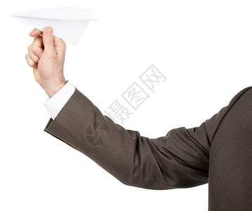 手持纸机的商务人士飞机男性折纸套装人士喷射商务衬衫背景图片