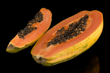 新鲜而美味的木瓜维生素热带裂缝情调橙子异国种子摸索饮食甜点背景图片