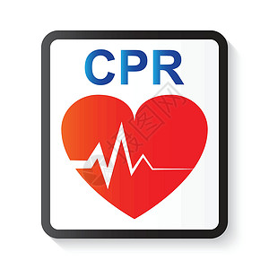 CPR 心肺复苏术 心脏和 ECG 心电图 基本生命支持和高级心脏生命支持的图像插画