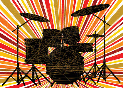 爵士鼓器工具射线流行音乐帽子乐队韵律海报鼓手音乐家岩石插画