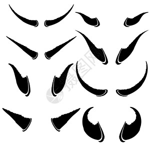 叉角羚白色背景上孤立的一组动物角插画