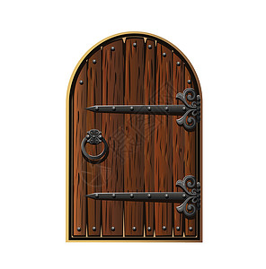 门白色木制门棕色戒指木板紧固件门户网站铆钉卷发白色插画
