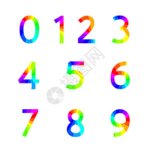 彩虹数字矢量图时间数学网络小时字体计算器电子手表展示插图背景图片