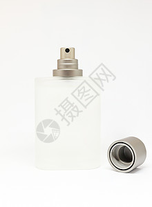 带封面的香水瓶子奢华喷雾器魅力正方形白色配饰玻璃灰色香味产品背景图片