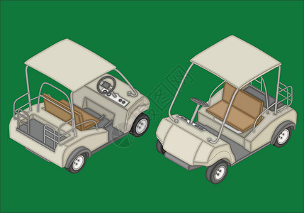 汽车45度高尔夫马车等度平板矢量设计图片