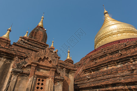 缅甸巴甘的庙宇宗教佛教徒文化神社纪念碑天空佛法异教徒旅行背景