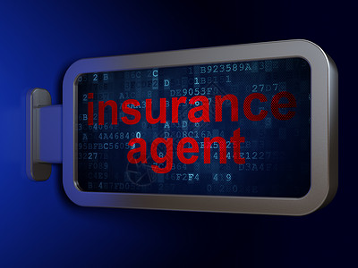 保险概念 有广告牌背景的保险代理人损失海报木板展示金融风险渲染被保险人3d事故背景图片