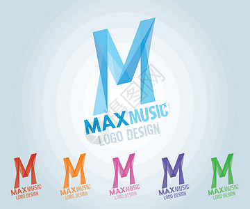 音乐LOGOLogo M Max 音乐六色风格插画