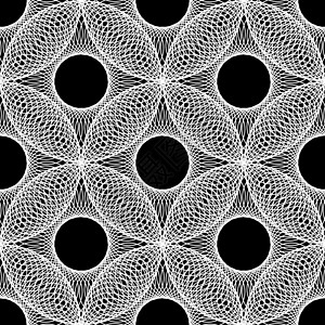 白色蕾丝圆环圆环的几何背景图案艺术装饰圆形白色包装风格黑色材料装饰品织物插画