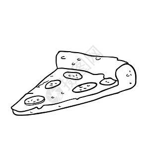 黑白羊角片黑白披萨片插画