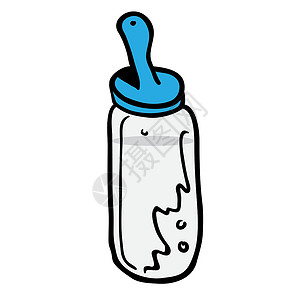 白色橡皮婴儿奶瓶白色牛奶育儿童年生长食物卫生新生奶制品儿科插画