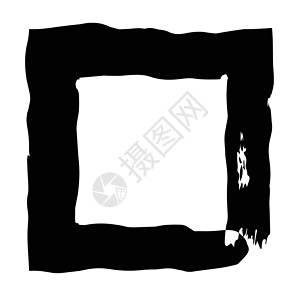 方框画笔矢量 grunge 油漆水彩在墨水黑色中风长方形印迹框架边界正方形艺术水粉背景图片