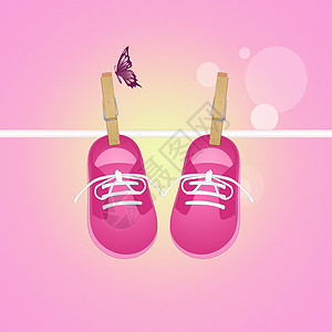 线条蝴蝶素材女婴婴儿鞋背景