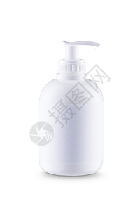 白贴白标签的白色液肥皂白瓶背景图片