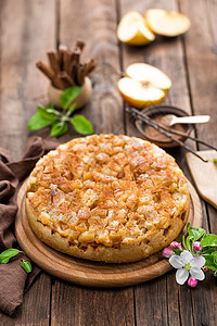 苹果派香草甜点糕点百事面包食物传统乡村烹饪圆圈背景图片