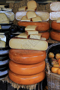 荷兰奶酪店传统店铺零售牛奶销售陈列黄色商品产品奶制品背景图片