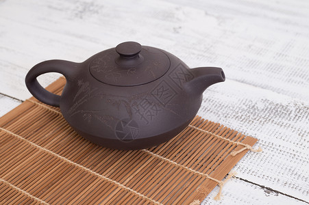 茶汽茶桌子文化工艺用具商品杯子古董制品厨房木头背景图片