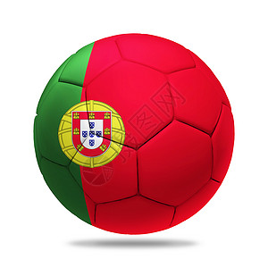 带有葡萄牙队旗的 3D 足球背景