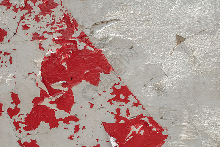 旧石膏墙 风景风格 混凝土表面 大背景或纹理上的薯片涂料墙纸白色象牙灰色合金红色风化艺术水泥建筑背景图片