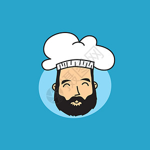 有趣的漫画主厨胡子厨师餐厅厨房卡通片糕点背景图片
