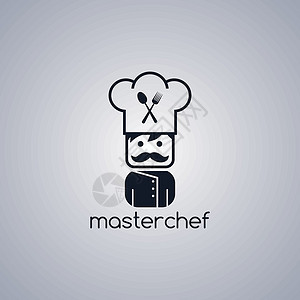 主厨师卡通插图男人帽子卡通片胡子成人烤箱烹饪食物厨房背景图片