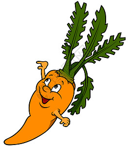 卡通胡萝卜蔬菜插图数字微笑叶子植物绘画手绘食物素食者背景图片
