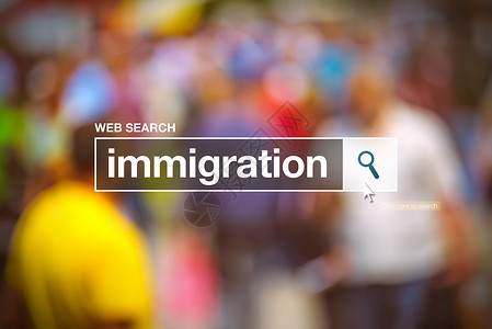 互联网浏览器搜索箱中的移民背景图片