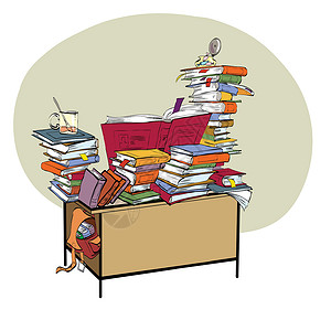 书本 文献和图书馆的学校服务台漫画桌子阅读大学班级读者科学图书文化文学背景图片