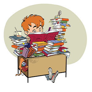 文学学生男孩读书图书馆小说教育男人漫画图书孩子们畅销书学校插图背景图片