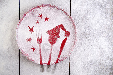 圣诞红色车牌帽子派对食品桌子广告面包造型刀具厨房幸福背景图片