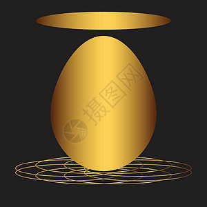 金色彩蛋复活节彩蛋金色 矢量图刻字工艺兔子传统艺术黑色喜悦宗教模板礼物插画