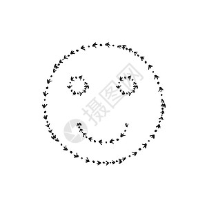 笑脸 grunge 图标符号 Emoj中风边界水粉刷子艺术画笔黑色印迹墨水喜悦背景图片