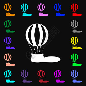 热气球图标符号 您设计时有许多多彩的符号 矢量背景图片