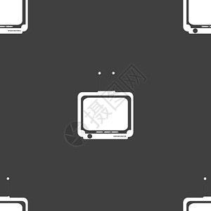 电视图标标志 灰色背景上的无缝模式 韦克托广播电子产品天线播送电视机展示插图视频技术屏幕背景图片
