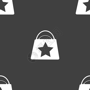 购物袋图标标志 灰色背景上的无缝模式 韦克托绘画旅行插图奢华字母销售购物旅游阅读写作插画