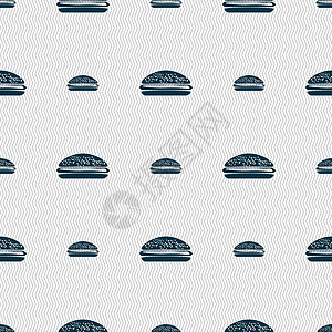 汉堡包图标标志 具有几何纹理的无缝模式 韦克托菜单包子垃圾种子香肠面包食物小吃牛肉午餐背景图片