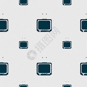 电视图标标志 具有几何纹理的无缝模式 韦克托插图电视机电子产品视频屏幕播送电视节目广播技术天线背景图片