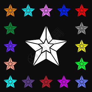 恒星图标符号 您设计时有许多色彩多彩的符号 矢量背景图片
