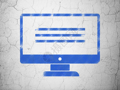 Web 设计概念监视器在背景墙上蓝色代码网络插图网站古董垃圾网页灰色托管背景图片