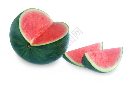 白色背景的西瓜红色水果工作室饮食绿色食物背景图片