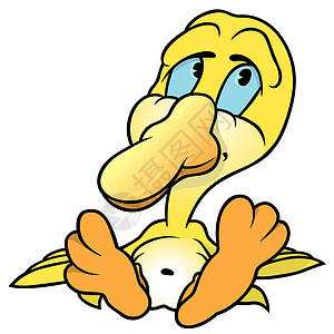 黄鸭农场动物手绘绘画插图黄色卡通片漫画家禽小鸭子背景图片