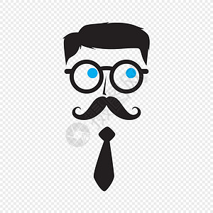 留着小胡子的极客书呆子伙计眼镜成人裤子男性插图头发男生卡通片天才背景图片