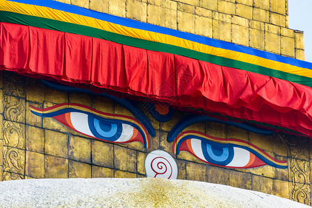 博达哈加德满都的祷告文化地标建筑寺庙佛塔冥想佛教徒旗帜宗教背景