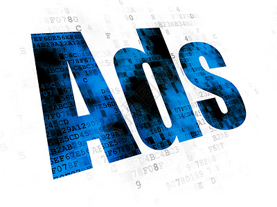 营销概念 关于数字背景的广告像素化蓝色战略数据电脑宣传活动展示推广互联网背景图片