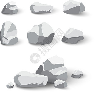岩石和石桩的集合插画